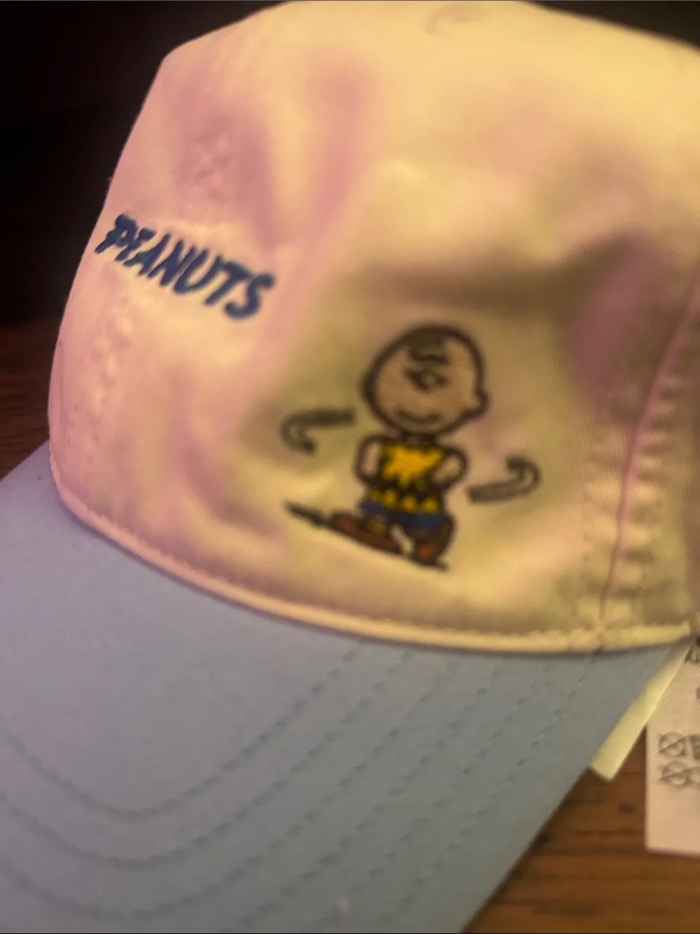 Peanuts Kids Two-Tone Cap in White and Light Blue with Embroidery 44.T27
